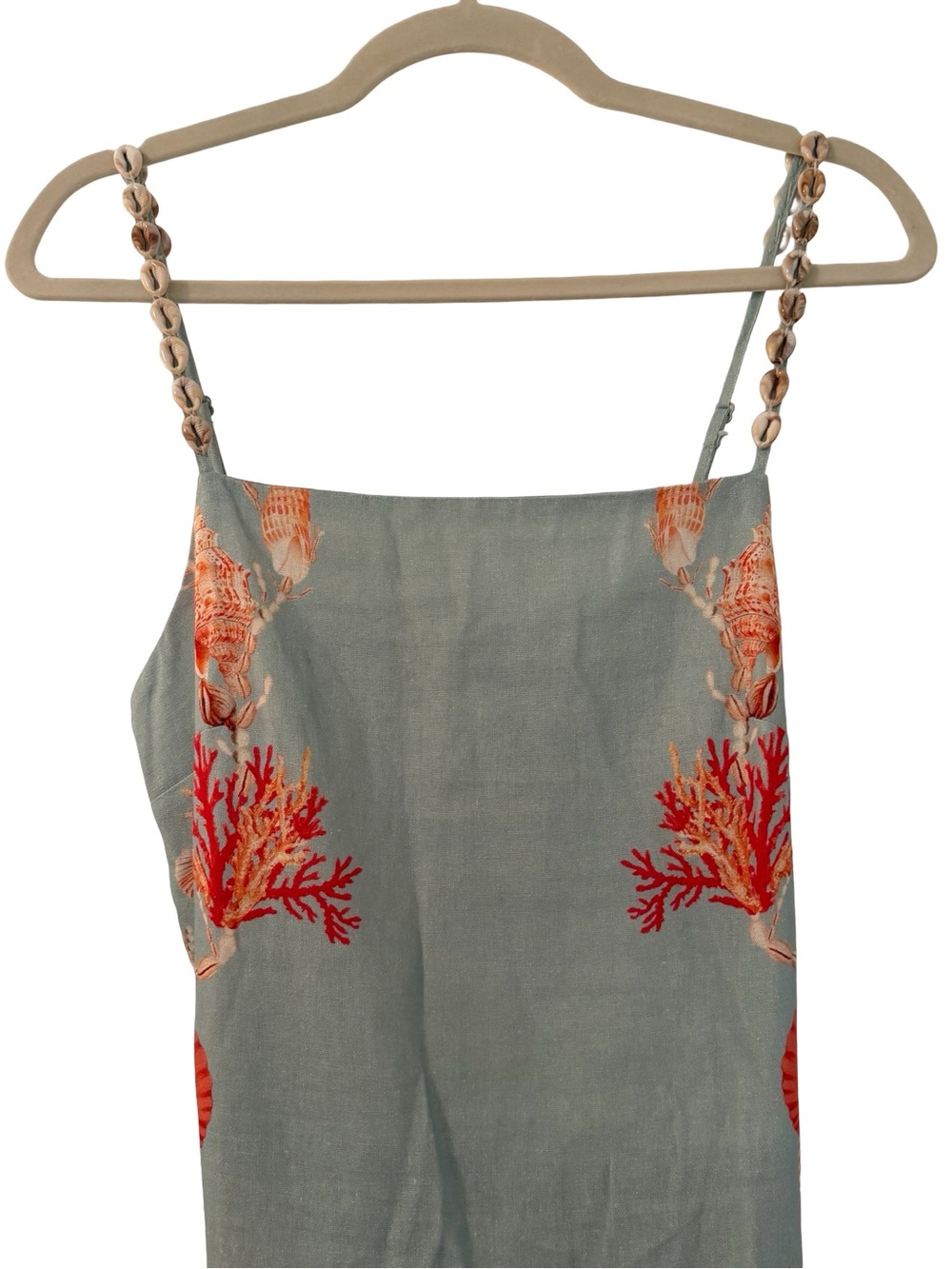 Caroline Constas Coral Shell Print Linen Maxi Dress NWT - Picture 3 of 10